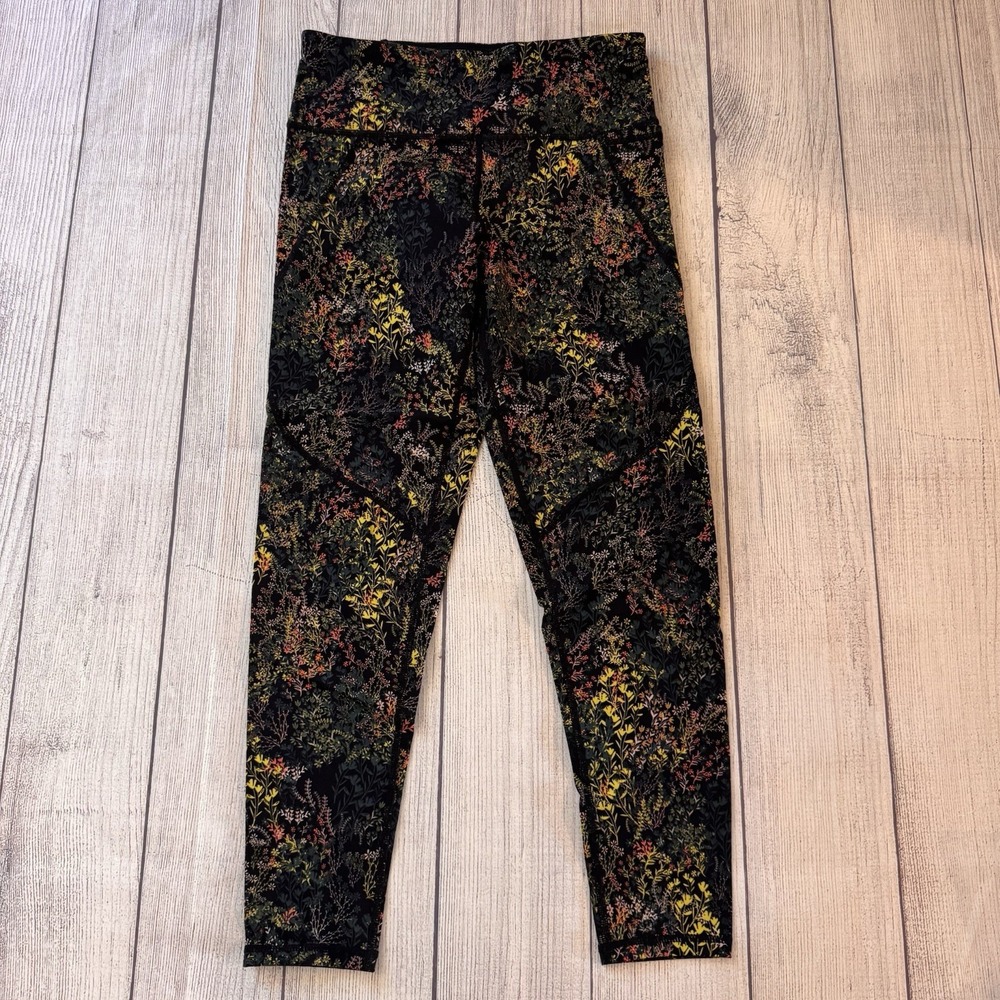 Sweaty Betty Power 7/8 Leggings Women's XS Black Floral Botanical 24" Yoga Gym